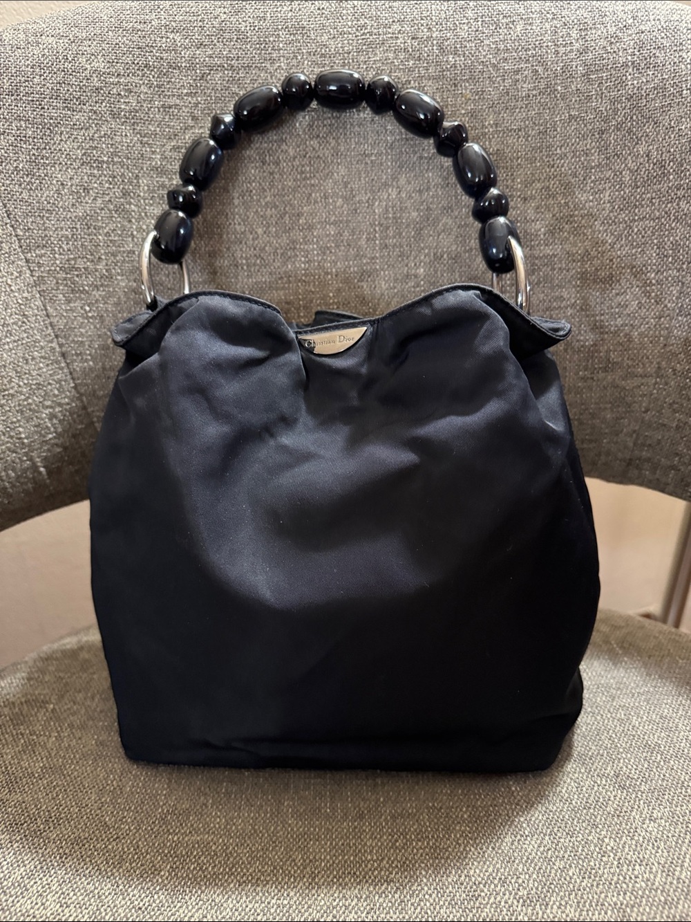 Dior Black Mini Tote with Beaded Handle